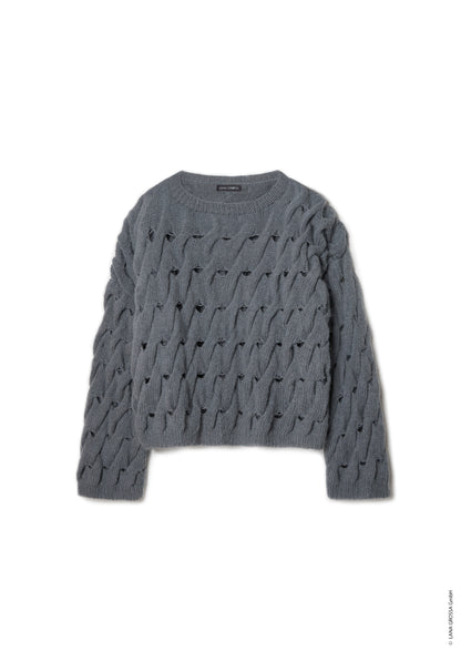 Zopfmuster-Pullover Nebbia (Nera)